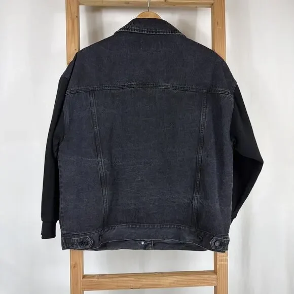 KanCan Los Angles Black Denim Bomber Jacket #1292 Size XL - Picture 4 of 6